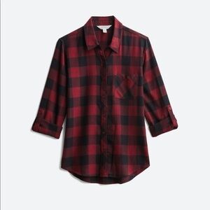 Market & Spruce Jillianne Black & Red Plaid Button Down Long Sleeve Top Size S